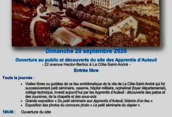 Programme des JEP 2026 à Apprentis d'Auteuil - La Côte Saint-André